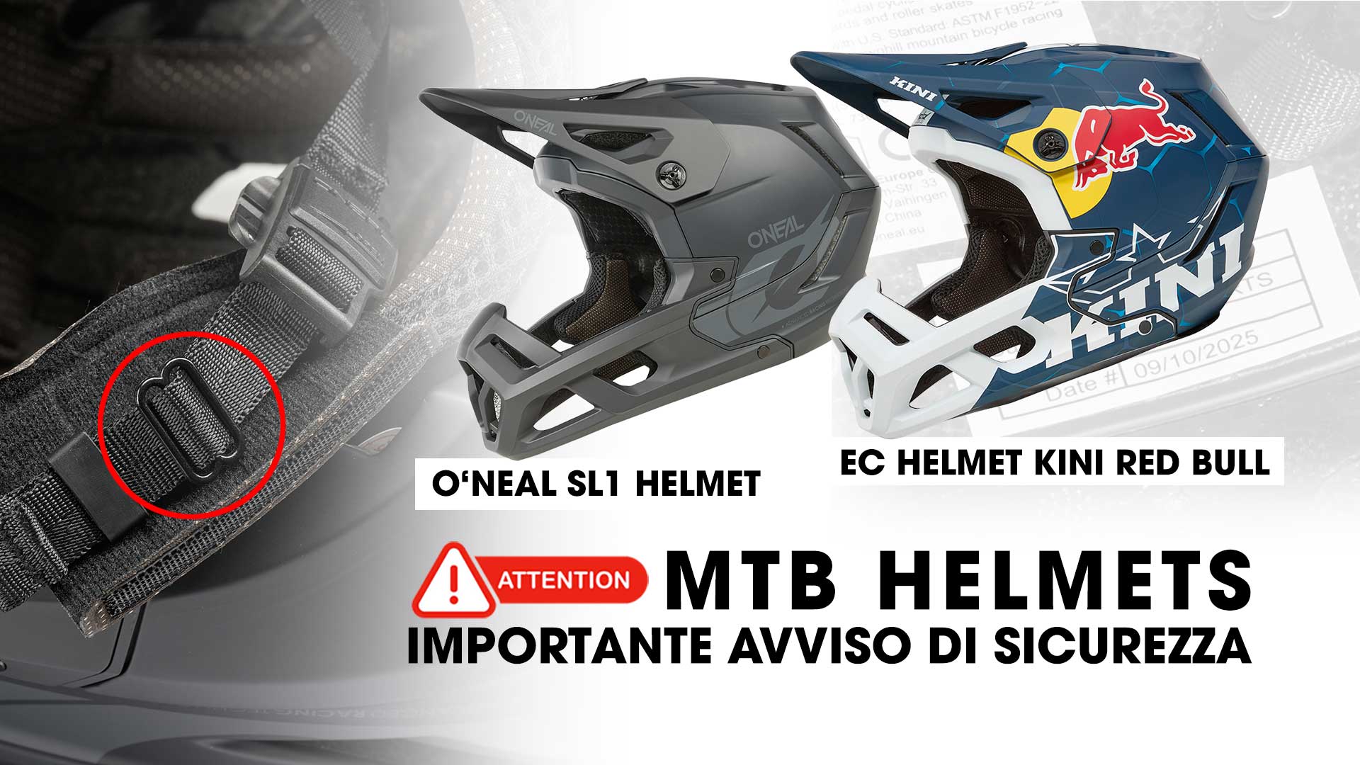 Important Safety Notice for Selected O'NEAL SL 1 and EC KINI Red Bull Helmets